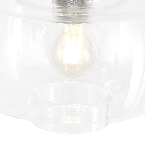 Steinhauer Glass light hanglamp - drielichts - glazen kap - 110 cm breed - in hoogte verstelbaar - E27 - staal - Afbeelding 5