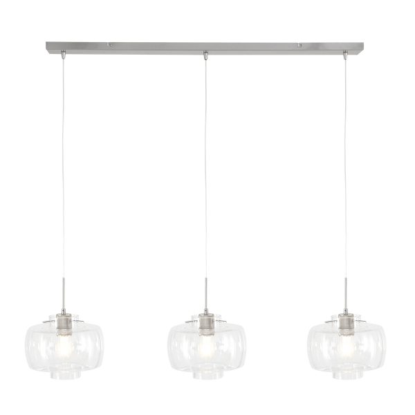 Steinhauer Glass light hanglamp - drielichts - glazen kap - 110 cm breed - in hoogte verstelbaar - E27 - staal