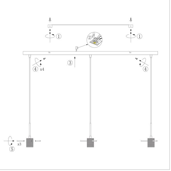 Steinhauer Glass light hanglamp - drielichts - glazen kap - 110 cm breed - in hoogte verstelbaar - E27 - staal - Afbeelding 7