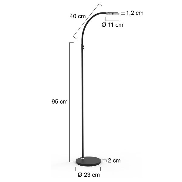 Steinhauer Turound staande lamp - leeslamp - buigbare leesarm - incl. LED - dimmer - zwart met transparant glas - Afbeelding 6