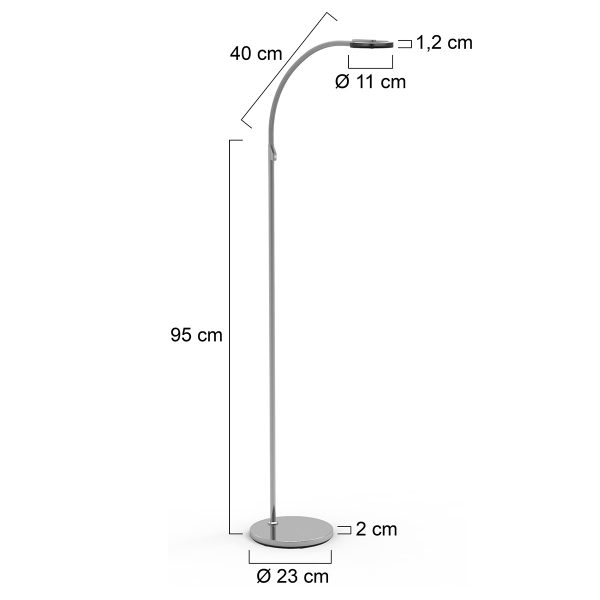 Steinhauer Turound staande lamp - leeslamp - buigbare leesarm - incl. LED - dimmer - staal met zwart glas - Image 6