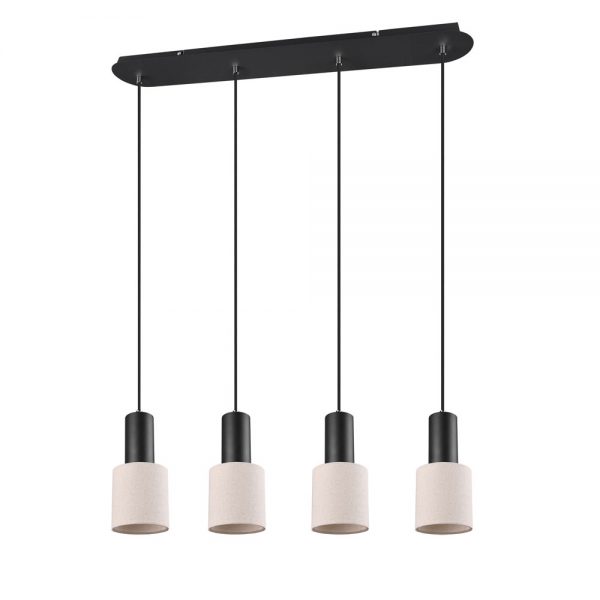 Trio Leuchten Wailer hanglamp - vierlichts - 80 cm breed - 4x GU10 - in hoogte verstelbaar - zwart - Afbeelding 2