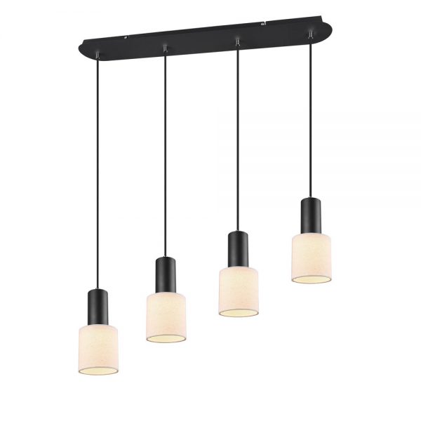 Trio Leuchten Wailer hanglamp - vierlichts - 80 cm breed - 4x GU10 - in hoogte verstelbaar - zwart - Afbeelding 3