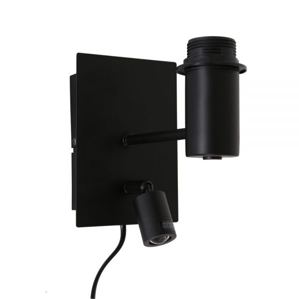 Light & Living Montana wandlamp - armatuur - zonder kap - met leeslampje - zwart