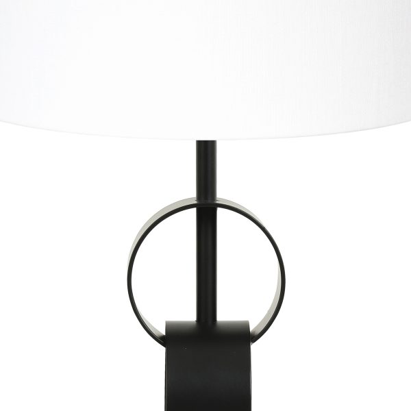 Light & Living Circulum tafellamp - met witte kap - 61 cm hoog - E27 - zwart - Afbeelding 2