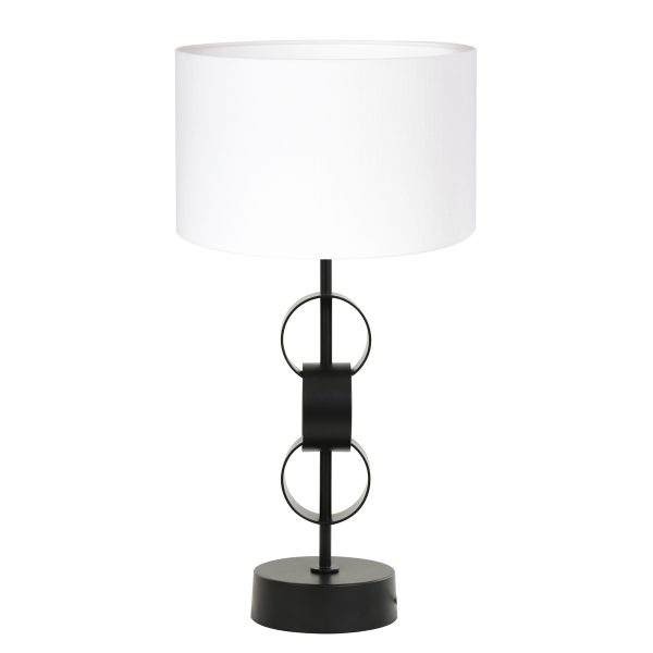 Light & Living Circulum tafellamp - met witte kap - 61 cm hoog - E27 - zwart