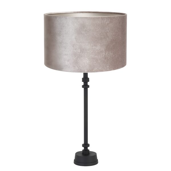 Light & Living Howell tafellamp - schemerlamp - 50 cm hoog -  Ø30 cm - zwart met zilveren kap