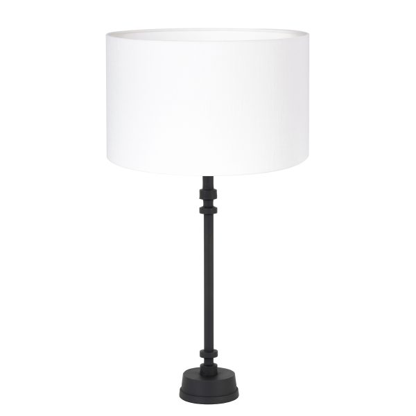 Light & Living Howell tafellamp - schemerlamp - 50 cm hoog -  Ø30 cm - zwart met witte kap