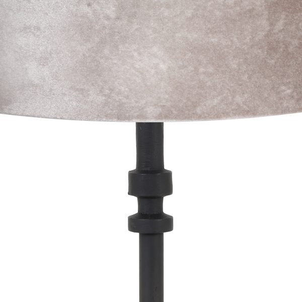 Light & Living Howell tafellamp - lampenvoet - 66 cm hoog - Ø40 cm - zwarte voet met zilveren kap - Afbeelding 2