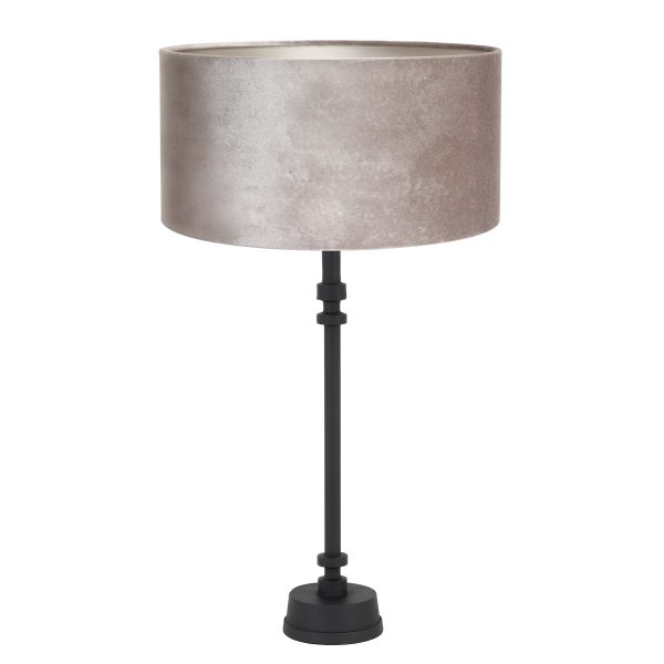 Light & Living Howell tafellamp - lampenvoet - 66 cm hoog - Ø40 cm - zwarte voet met zilveren kap