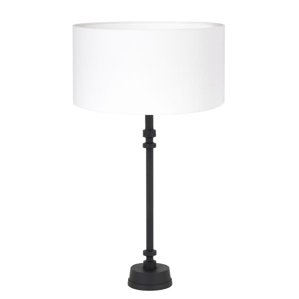 Light & Living Howell tafellamp - lampenvoet - 66 cm hoog - Ø40 cm - zwarte voet met witte kap