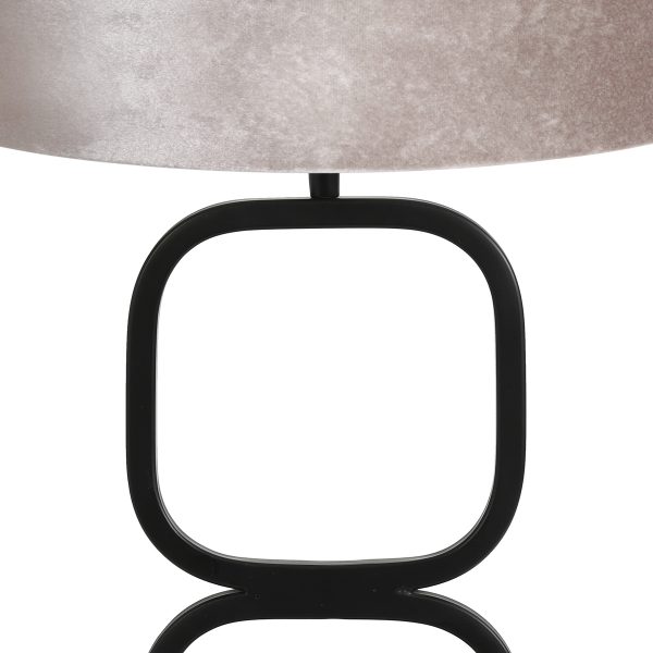 Light & Living Lutika tafellamp - lampenvoet - 65 cm hoog - Ø30 cm - zwarte voet met zilveren kap - Afbeelding 2