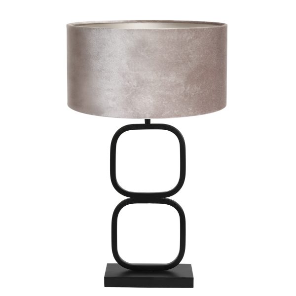 Light & Living Lutika tafellamp - lampenvoet - 65 cm hoog - Ø30 cm - zwarte voet met zilveren kap