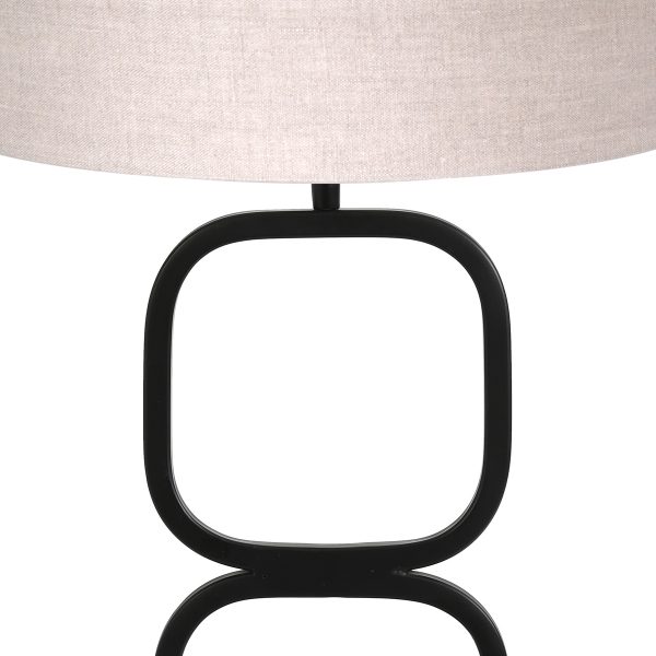 Light & Living Lutika tafellamp - lampenvoet - 65 cm hoog - Ø40 cm - zwarte voet met beige kap - Image 2