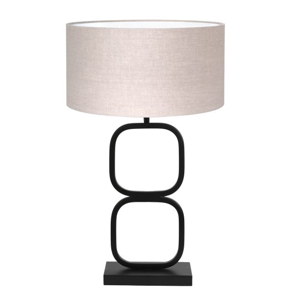Light & Living Lutika tafellamp - lampenvoet - 65 cm hoog - Ø40 cm - zwarte voet met beige kap