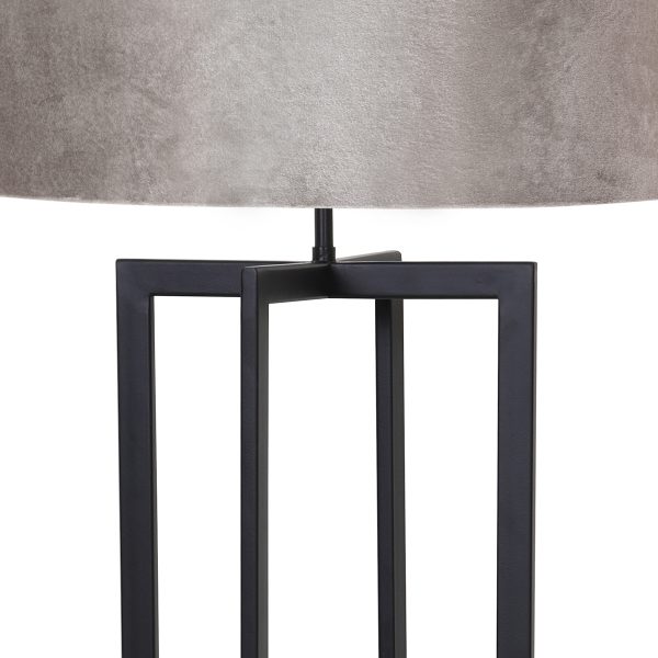 Light & Living Mace lampenvoet - vloerlamp - met grijze kap - 160 cm hoog - E27 - zwart - Image 2