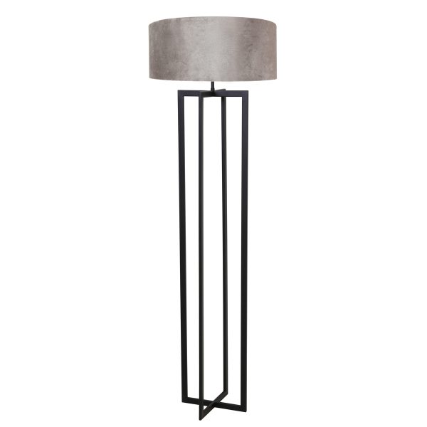 Light & Living Mace lampenvoet - vloerlamp - met grijze kap - 160 cm hoog - E27 - zwart
