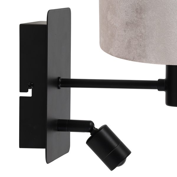 Light & Living Montana wandlamp - bedlampje - Ø20 cm - met schakelaar - met richtbaar leeslampje - zwart met zilveren kap - Afbeelding 4