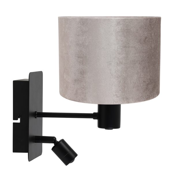 Light & Living Montana wandlamp - bedlampje - Ø20 cm - met schakelaar - met richtbaar leeslampje - zwart met zilveren kap