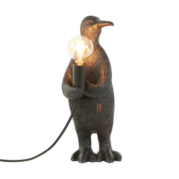 Light & Living Penguin tafellamp - penguin met fitting - zwart