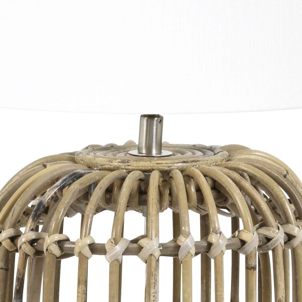 Light & Living Seram tafellamp - met witte linnen kap - rotan - 63 cm hoog - Ø kap 40 cm - bamboe - Afbeelding 2