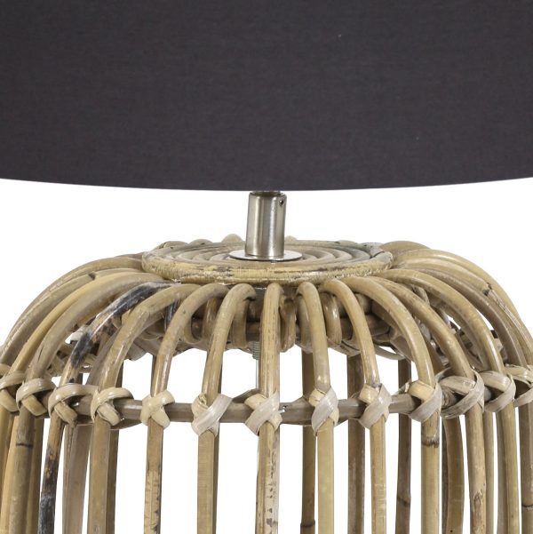 Light & Living Seram tafellamp - met zwarte kap - rotan - 63 cm hoog - Ø kap 40 cm - beige - Afbeelding 2