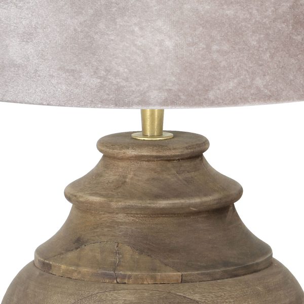 Light & Living Milazzo tafellamp - 60 cm hoog - Ø40 cm - zilveren kap - hout - Afbeelding 2