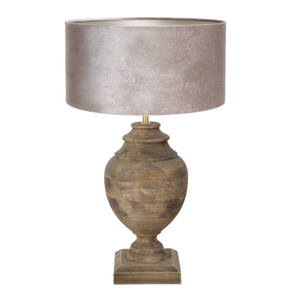 Light & Living Milazzo tafellamp - 60 cm hoog - Ø40 cm - zilveren kap - hout