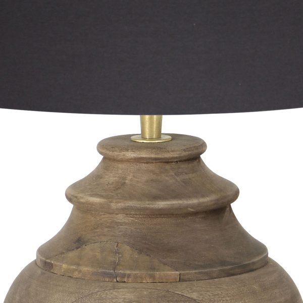 Light & Living Milazzo tafellamp - 60 cm hoog - Ø40 cm - zwarte kap - hout - Afbeelding 2