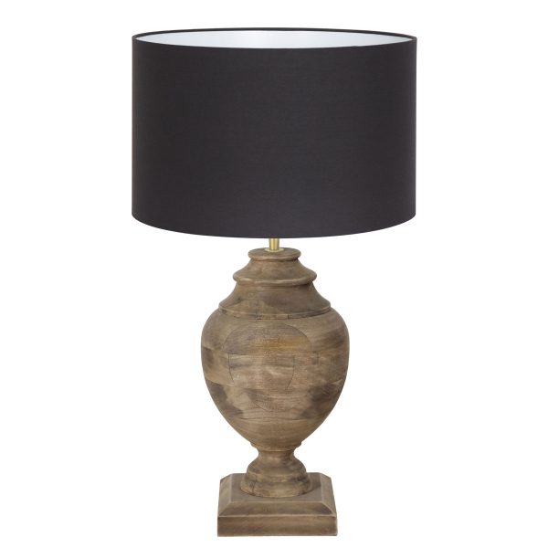 Light & Living Milazzo tafellamp - 60 cm hoog - Ø40 cm - zwarte kap - hout