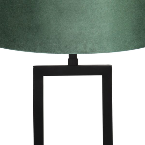 Light & Living Shiva tafellamp - 60 cm hoog - Ø30 cm - fluweel groene kap - zwart - Afbeelding 2