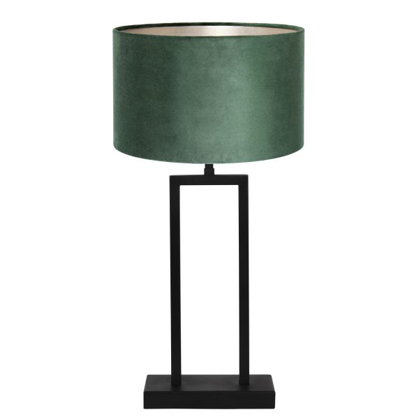 Light & Living Shiva tafellamp - 60 cm hoog - Ø30 cm - fluweel groene kap - zwart