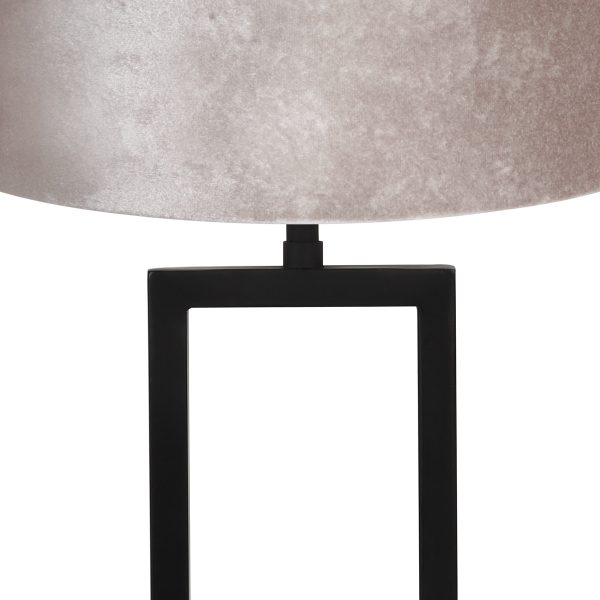 Light & Living Shiva tafellamp - 60 cm hoog - Ø30 cm - fluweel zilveren kap - zwart - Afbeelding 2
