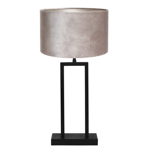 Light & Living Shiva tafellamp - 60 cm hoog - Ø30 cm - fluweel zilveren kap - zwart