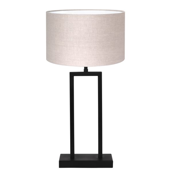 Light & Living Shiva tafellamp - 60 cm hoog - Ø30 cm - beige kap - zwart