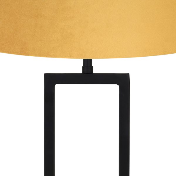 Light & Living Shiva tafellamp - schemerlamp - Ø40 cm - 75 cm hoog - zwart - okergele kap - Afbeelding 2