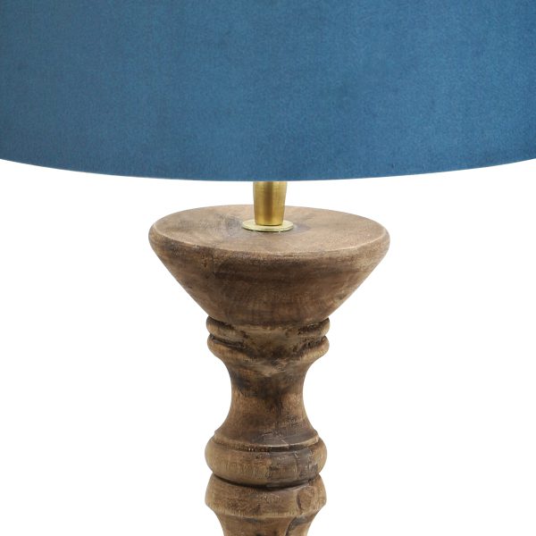 Light & Living Bellini tafellamp - schemerlamp - 80 cm hoog - Ø40 cm - houten voet - blauwe kap - Afbeelding 2