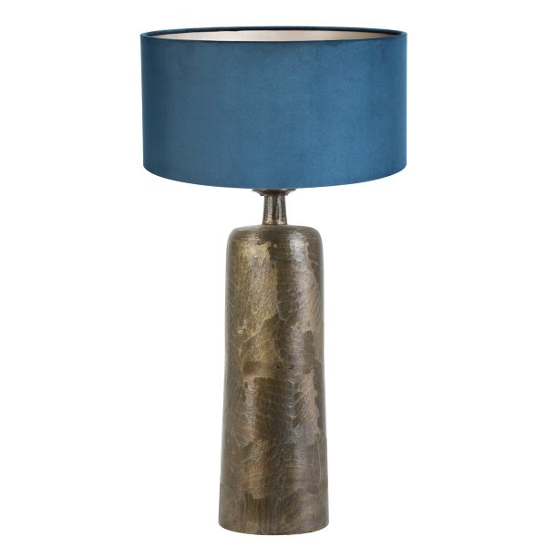 Light & Living Papey tafellamp - schemerlamp - Ø40 cm - 75 cm hoog - bewerkt brons - blauw