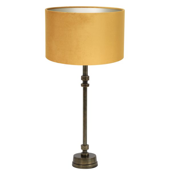 Light & Living Howell tafellamp - lampenvoet met kap - 65 cm hoog - Ø30 cm - brons met gele kap