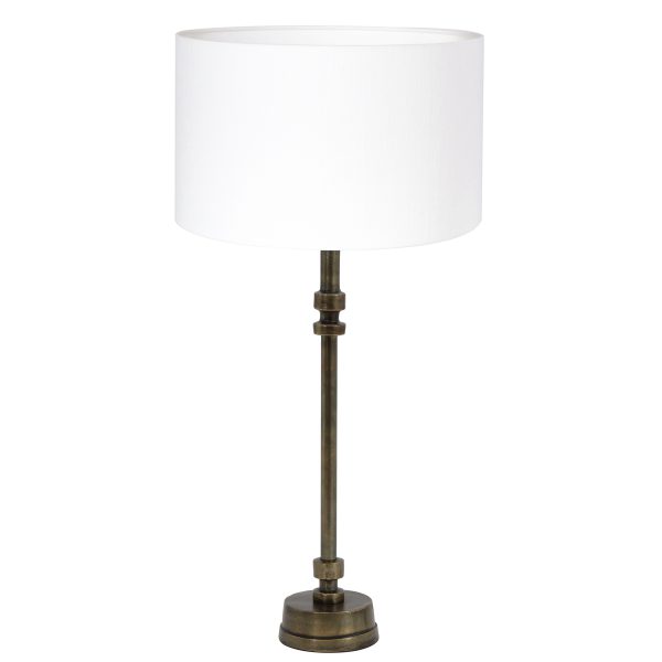 Light & Living Howell tafellamp - lampenvoet met kap - 65 cm hoog - Ø30 cm - brons met witte kap