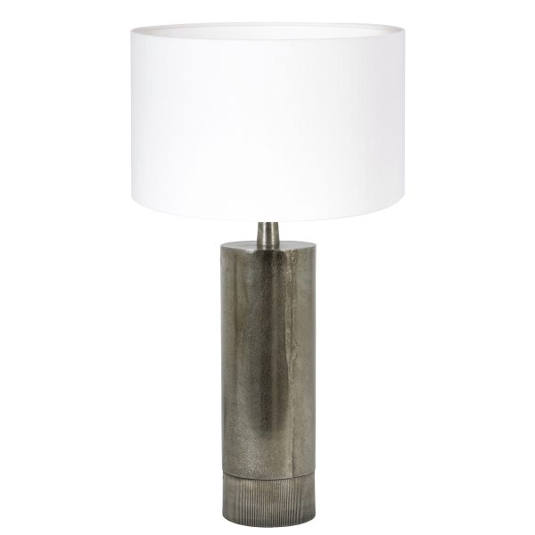 Light & Living Savi tafellamp - 52 cm hoog - Ø30 cm - zilver met witte kap