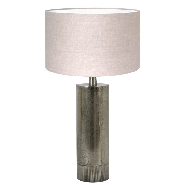 Light & Living Savi tafellamp - 52 cm hoog - Ø30 cm - zilver met beige kap