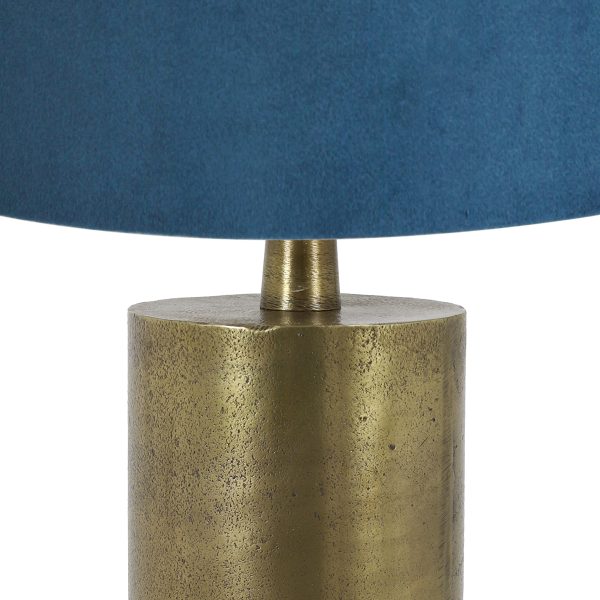 Light & Living Savi tafellamp - 52 cm hoog - Ø30 cm - goud met blauwe kap - Afbeelding 2