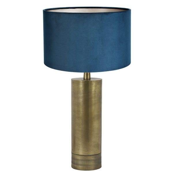 Light & Living Savi tafellamp - 52 cm hoog - Ø30 cm - goud met blauwe kap