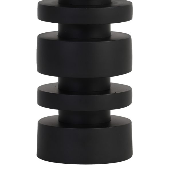 Light & Living Desley lampenvoet - met grijze velvet kap - 70 cm hoog - Ø kap 40 cm - zwart - Afbeelding 4