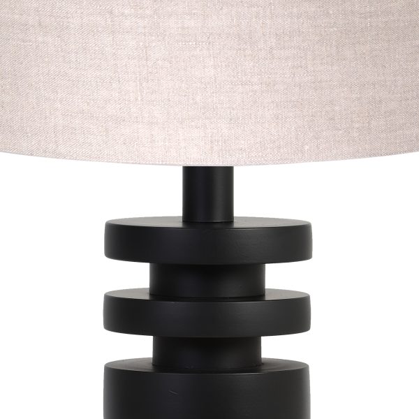 Light & Living Desley lampenvoet - met beige linnen kap - 70 cm hoog - Ø kap 40 cm - zwart - Afbeelding 2