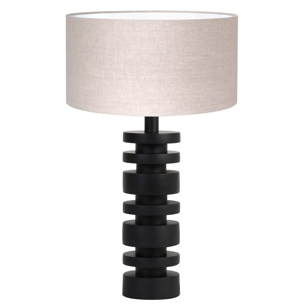Light & Living Desley lampenvoet - met beige linnen kap - 70 cm hoog - Ø kap 40 cm - zwart