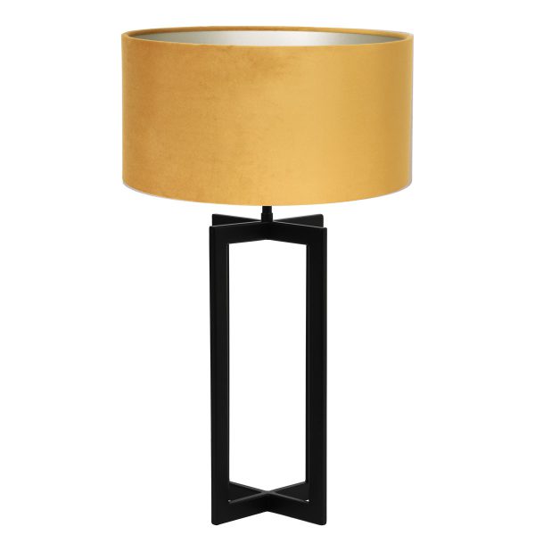 Light & Living Mace tafellamp - met kap - Ø40 cm - 65 cm hoog - zwart - okergeel