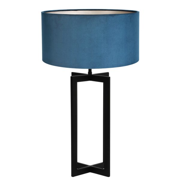 Light & Living Mace tafellamp - met kap - Ø40 cm - 65 cm hoog - zwart - velvet blauw