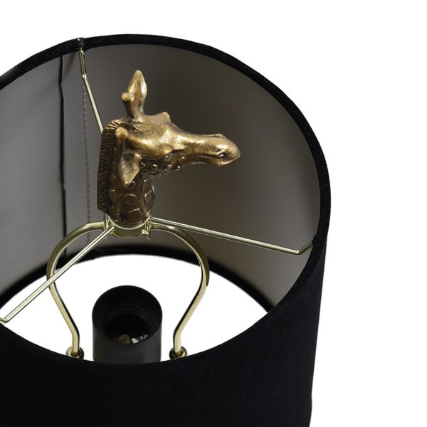 Light & Living Giraffe tafellamp - met zwarte kap - 61 cm hoog - 26 cm breed - E27 - brons - Afbeelding 6